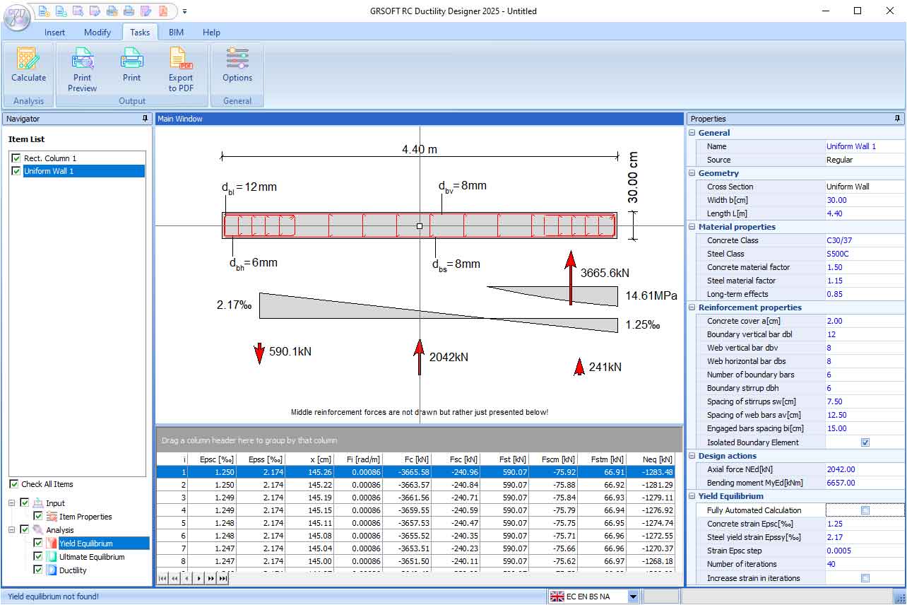 screenshot of RC Ductility Designer